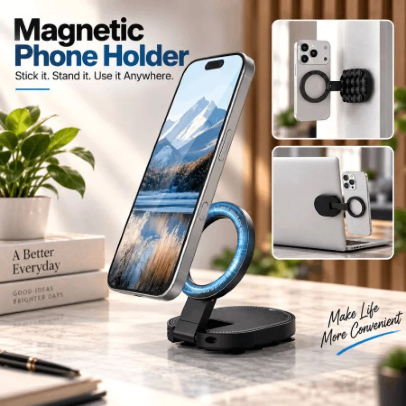 3-in-1 Suction Rotatable Wall Mountable Magnetic Stand Adjustable Portable Cell Phone Holder - 000995