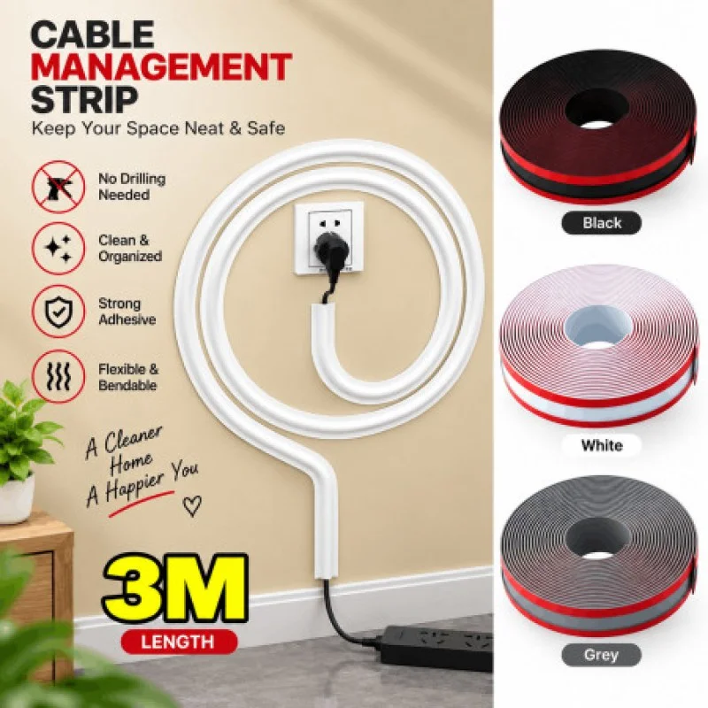 3M Self-Adhesive Cable Protector – PVC Wire Protection Strip - 000997