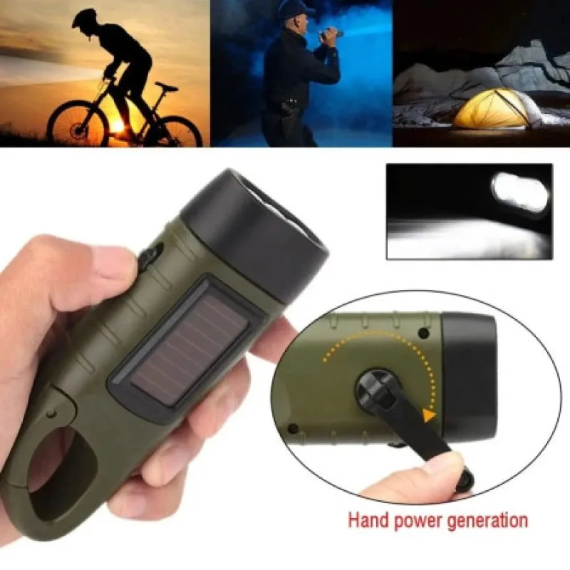 High Brightness Solar Hand Crank Emergency LED Flashlight – IPX4 Waterproof -001005