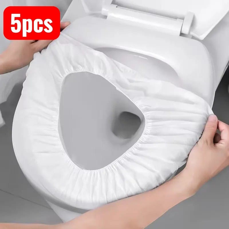 5Pcs Disposable Toilet Seat Covers | Waterproof Non-Woven Travel Bathroom Seat Protectors