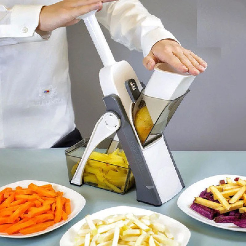 4-in-1 Adjustable BRAVA Spring Slicer | Stainless Steel Vegetable Cutter & Kitchen Mandoline Slicer