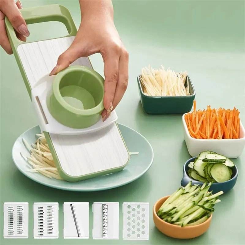 5 in 1 Stainless Steel Multifunctional Vegetable Slicer Cutter | Potato Shredder Garlic Grater Chopper
