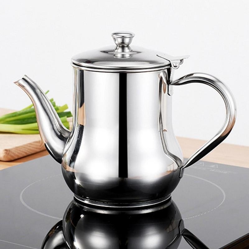 Stainless Steel Oil Strainer Pot with Removable Filter | Oil Dispenser & Grease Storage Can