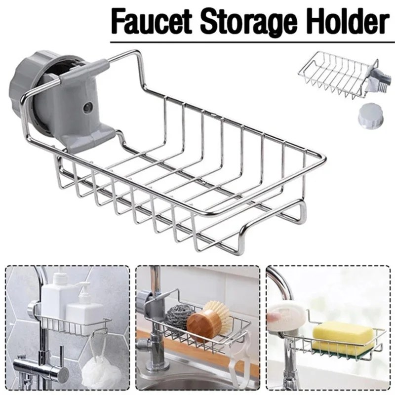 Stainless Steel Kitchen Faucet Storage Shelf | Sink Organizer Rack