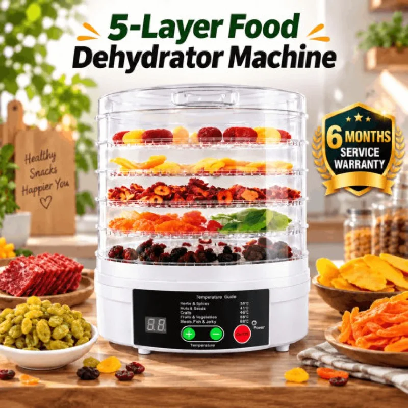 5 Layer Transparent Food Grade Dehydrator Heating Fruit and Vegetable Fruit Pet Meat Dryer Household Dried Fruit Machine-000999