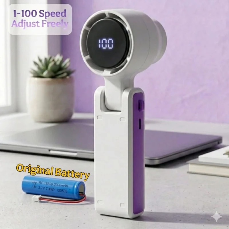 Portable Mini Turbo Fan 2000mAh | USB Rechargeable Handheld Fan with 1-100 Speed Adjustment