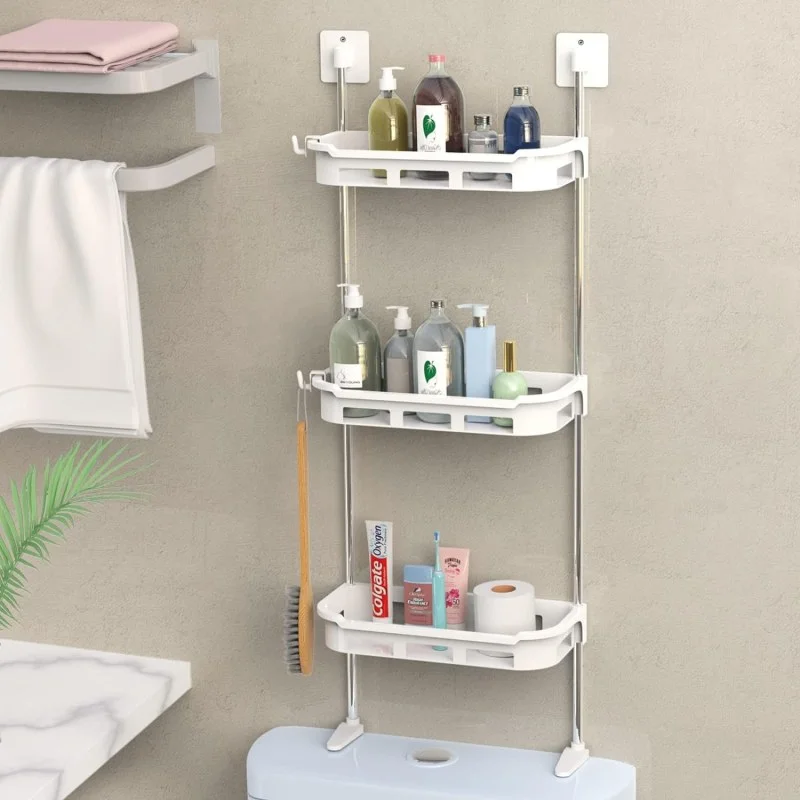 3 Tier Toilet Tank Storage Rack | Wall Mounted Bathroom Organizer Shelf