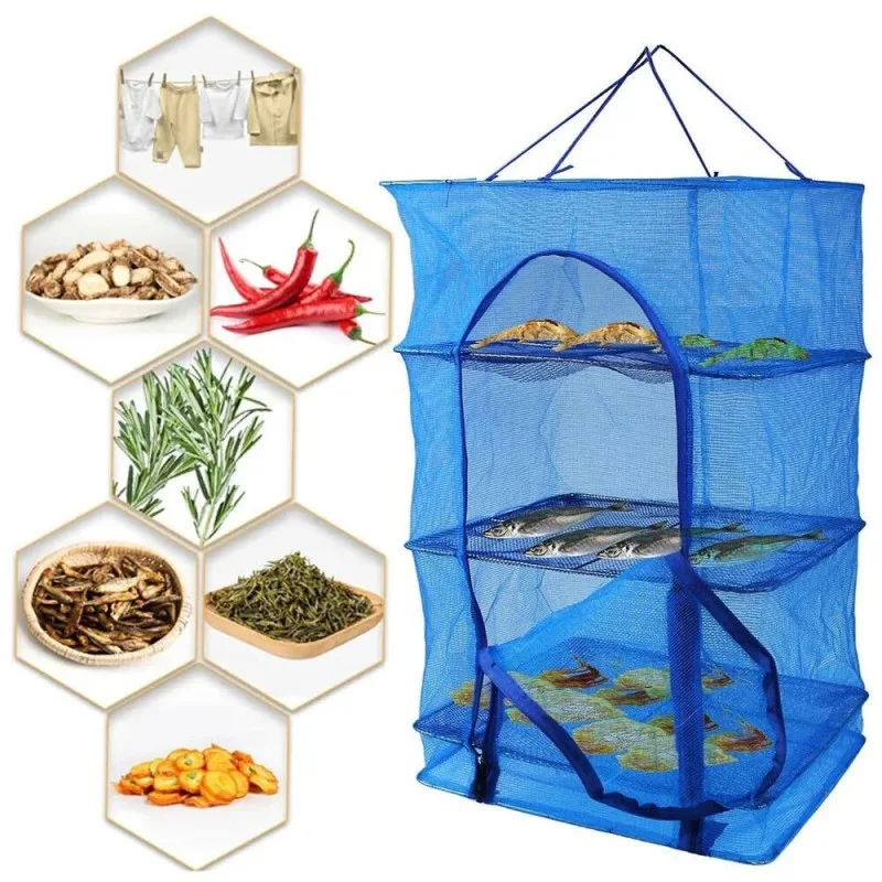 Foldable 4-Layer Multifunctional Food Drying Rack | Mesh Food Dryer & Dustproof Storage Case
