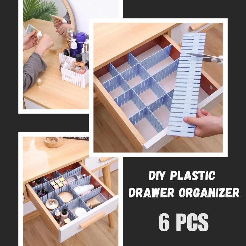 Adjustable Plastic Grid Drawer Organizer Multi-Purpose Drawer Storage Divider 6pcs-000285