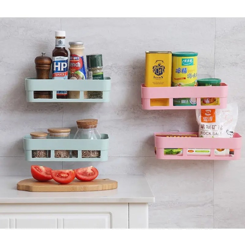 Bathroom Adhesive Shelf Organizer – Wall-Mounted Shampoo, Soap & Gel Storage Basket