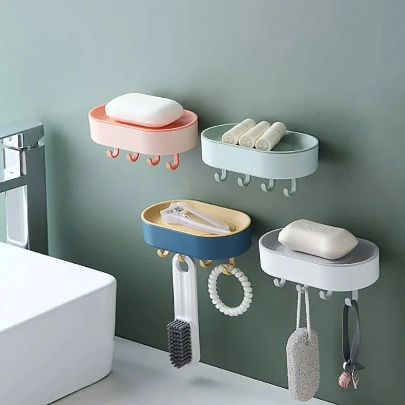 Multifunctional Punch-Free Bathroom Soap Storage Box – Wall-Mounted Soap Holder & Organizer