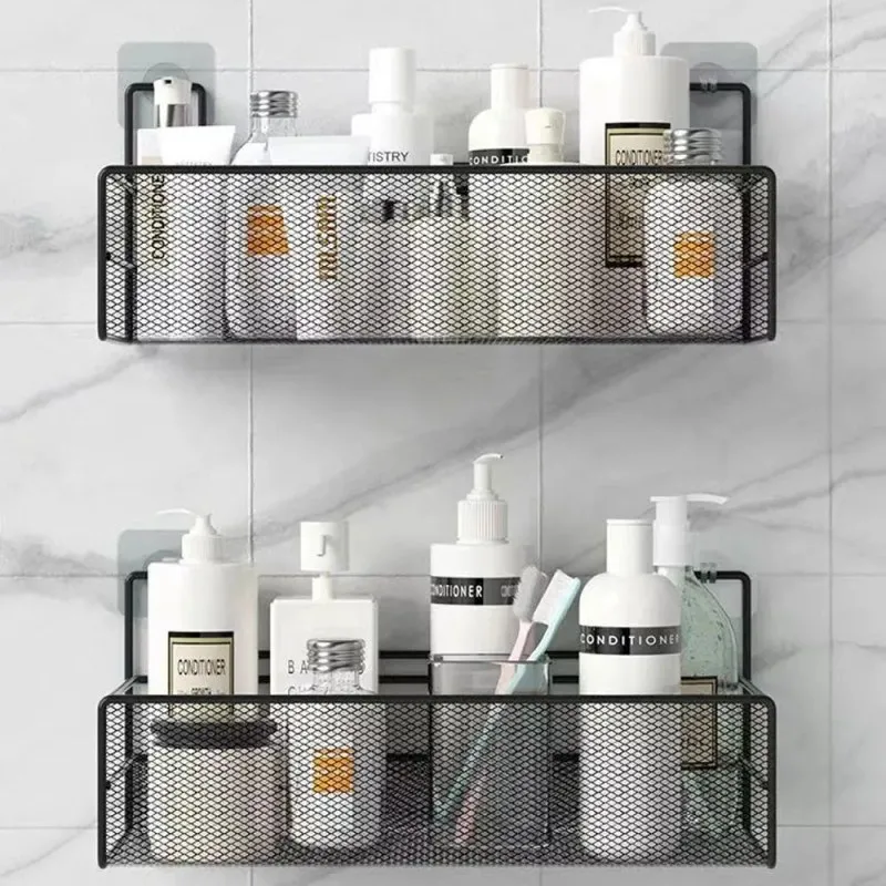 Metal Bathroom Wall Mounted Storage Rack – Shower Caddy Organizer Shelf