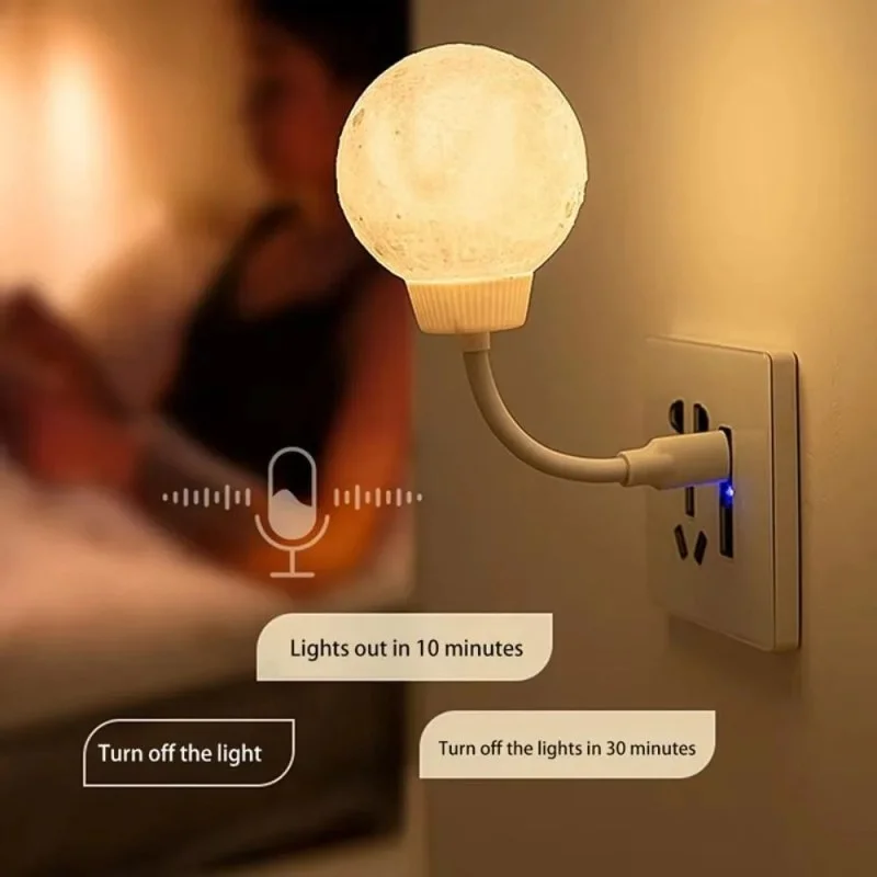 Smart Voice Control Moon Lamp 25cm – 3 Lighting Modes LED Night Light with Brightness, Color & Timer Control