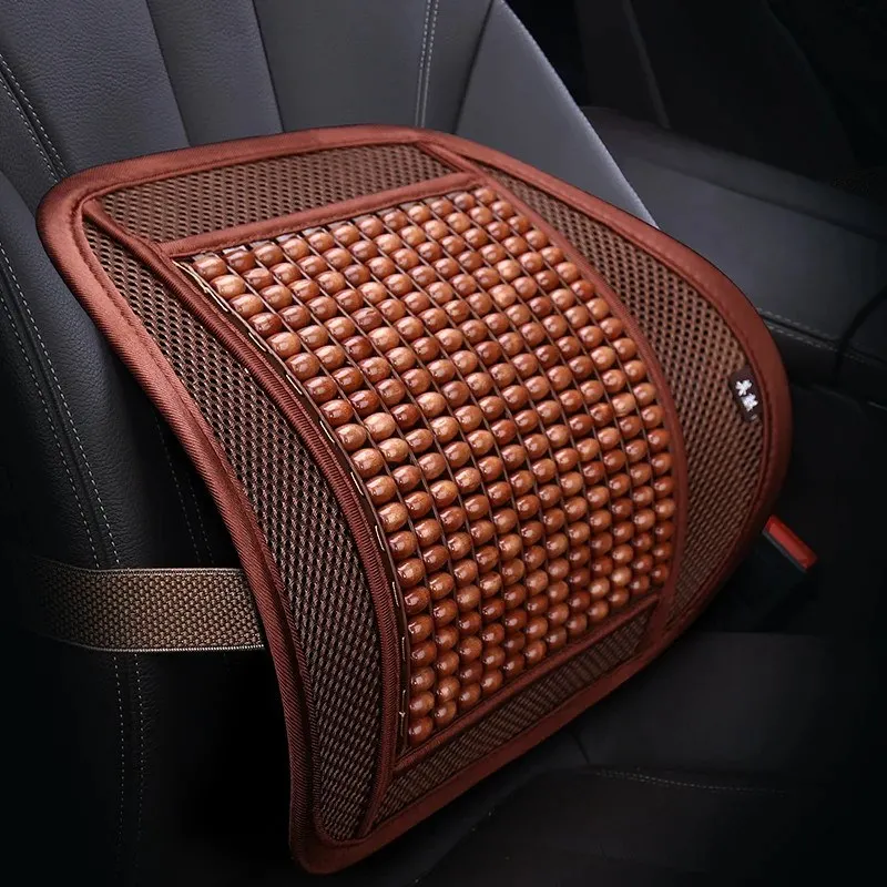 Wooden Bead Car Seat Cushion & Back Support – Summer Breathable Waist Massage Cushion