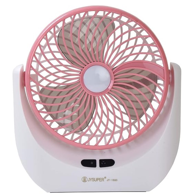 JY-SUPER JY-1880 Rechargeable USB Mini Desktop Fan With LED Light | 6 Inch Portable Table Fan