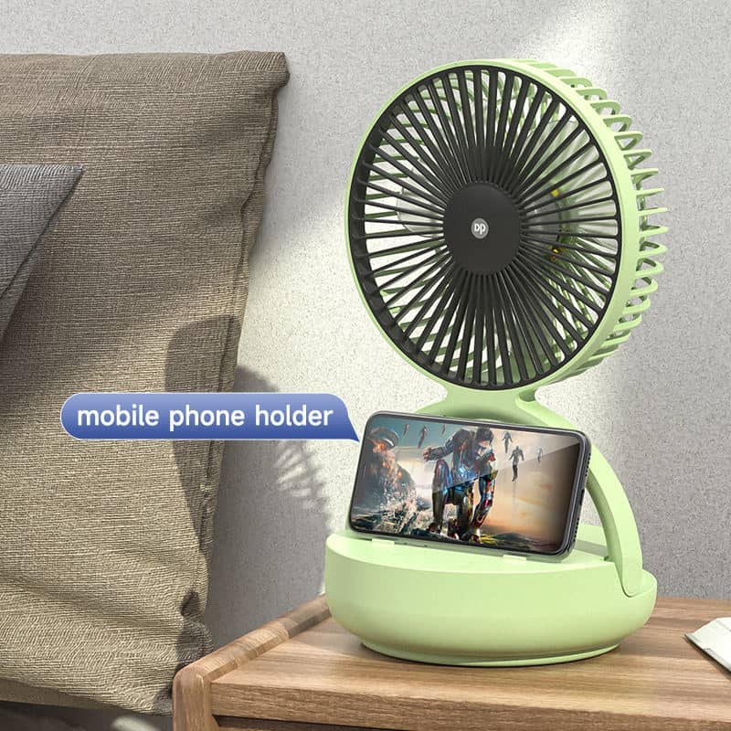 DP-7637 Automatic Rotating Rechargeable Mini Table Fan | 8000mAh Desk Fan with LED Emergency Light