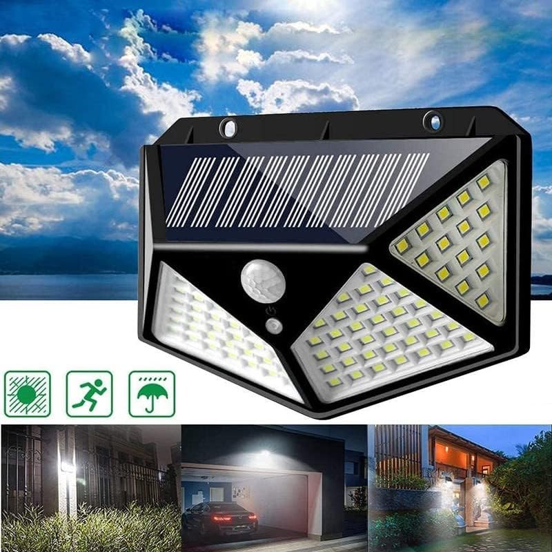 100 LED Solar Wall Light with PIR Motion Sensor | 4-Sided Outdoor Security Light_000984