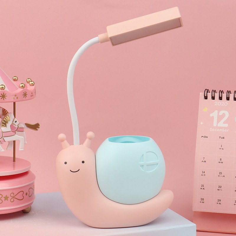 Snail LED Desk Lamp with Pen Holder | USB Rechargeable Kids Study Night Light
