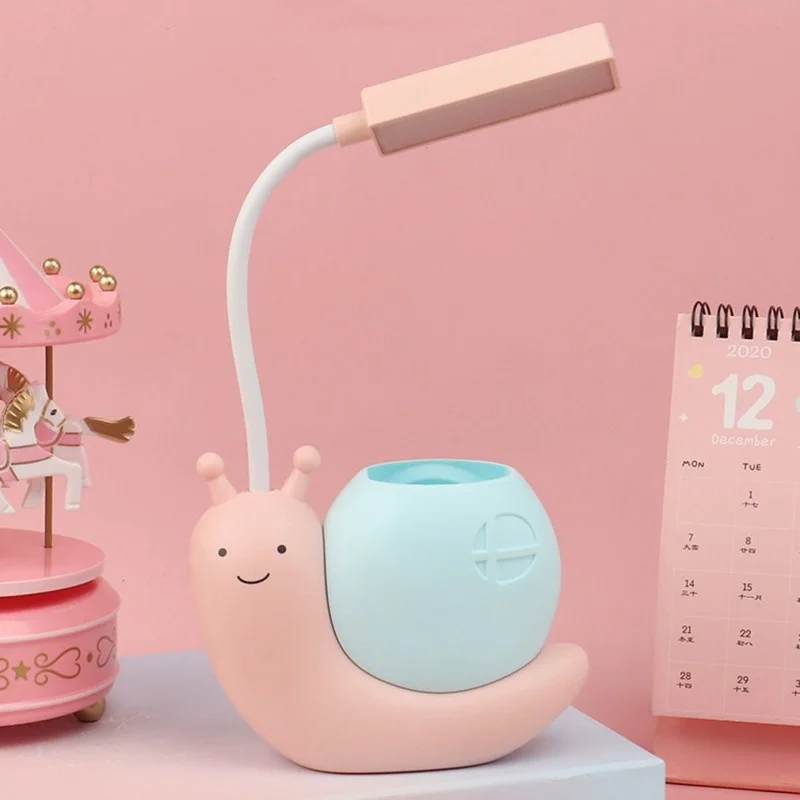 Snail LED Desk Lamp with Pen Holder | USB Rechargeable Kids Study Night Light
