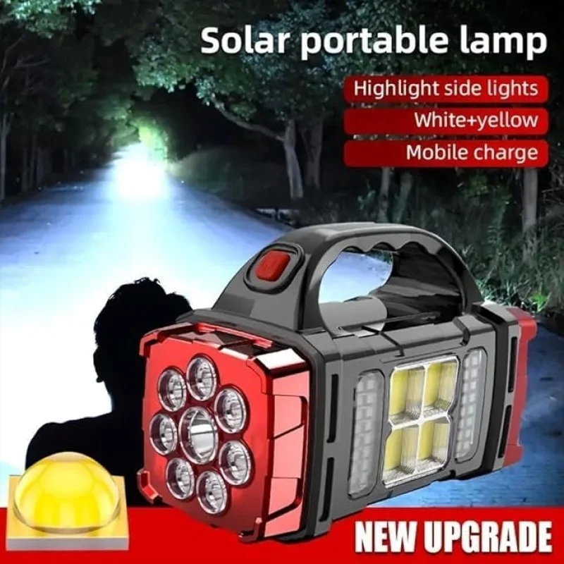 38W Portable Solar Spotlight LED Lantern with COB Light, USB Rechargeable & 5000mAh Power Bank HB-1678