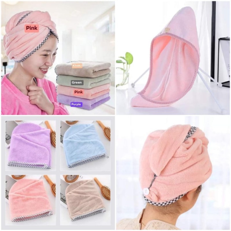 Microfiber Fast Dry Hair Cap | Quick Dry Bath Wrap Towel Hat for Women