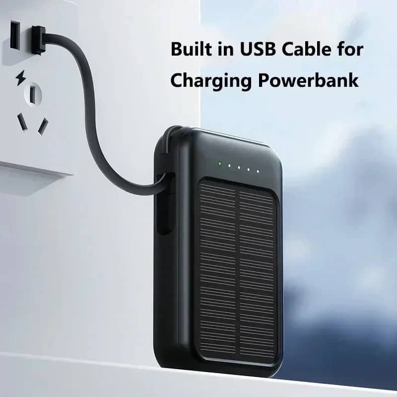 Portable Solar Power Bank 20000mAh with LED Light & Multi Cable Support