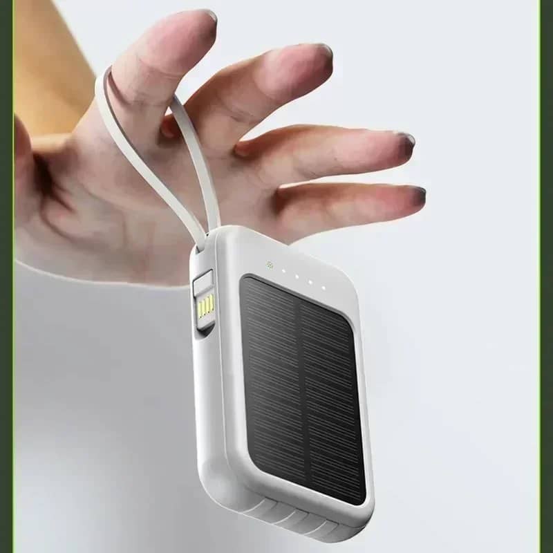 Portable Solar Power Bank 20000mAh with LED Light & Multi Cable Support