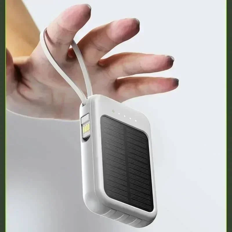Portable Solar Power Bank 20000mAh with LED Light & Multi-Cable Support