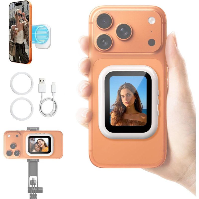 T30 Magnetic Selfie Monitor for Phone – Wireless Bluetooth Vlog Selfie Screen & Remote Camera Preview