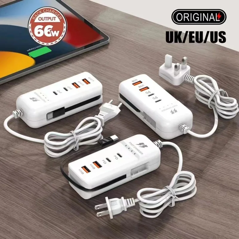 66W USB Fast Charging Type C Wall Power Socket Charger Travel Power Adapter-000996