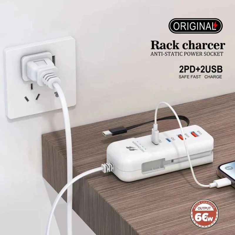 66W USB Fast Charging Type C Wall Power Socket Charger Travel Power Adapter-000996
