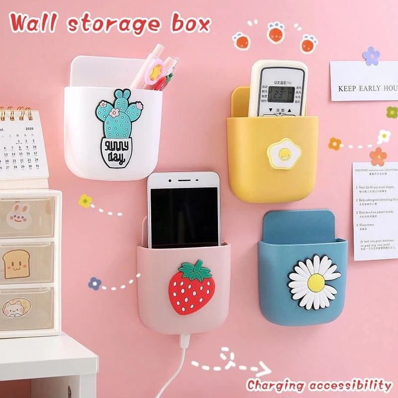 2Pcs Multifunctional Cartoon Wall Mounted Organizer Storage Box