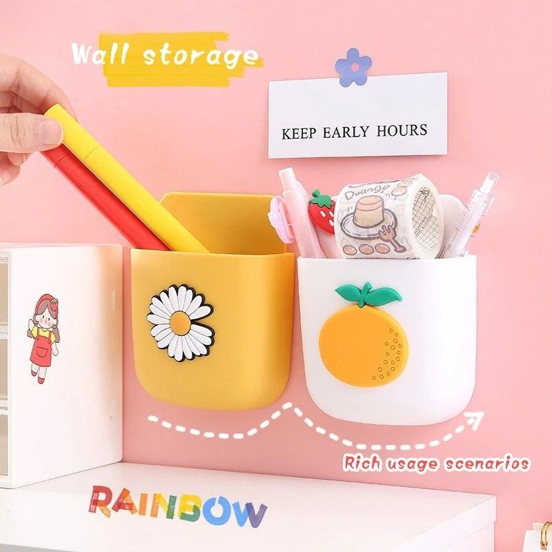 2Pcs Multifunctional Cartoon Wall Mounted Organizer Storage Box
