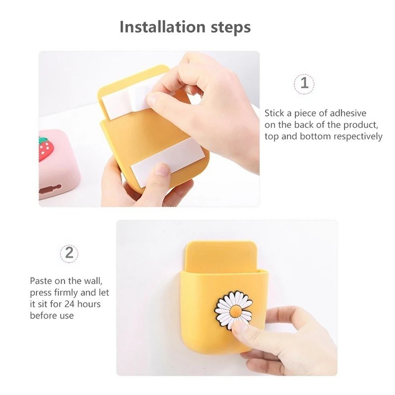 2Pcs Multifunctional Cartoon Wall Mounted Organizer Storage Box