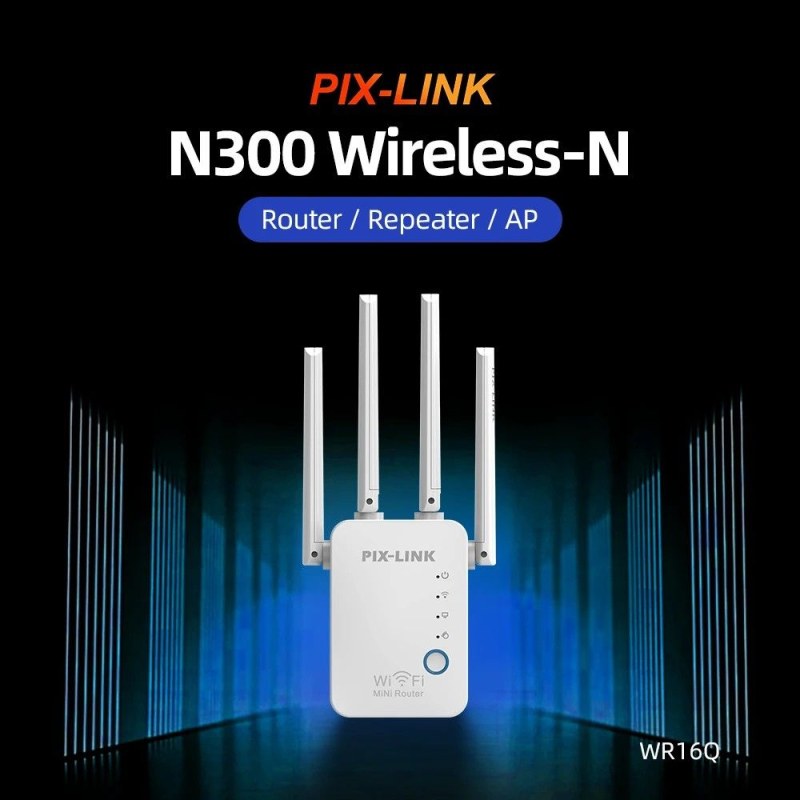 PIX-LINK 2.4G 300Mbps WiFi Signal Amplifier | Wireless Router Dual Antenna Repeater
