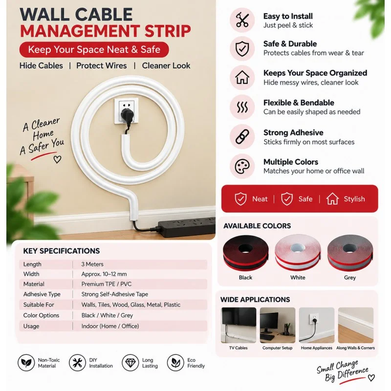 3M Self-Adhesive Cable Protector – PVC Wire Protection Strip - 000997