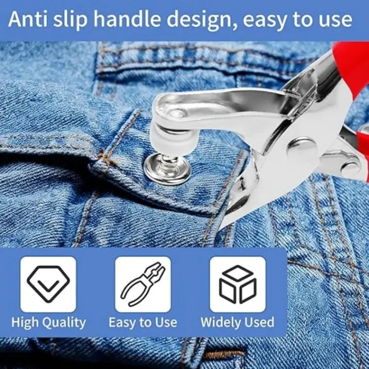 100 Sets 9.5mm Metal Snap Buttons with Plier Kit for DIY Sewing - 001001