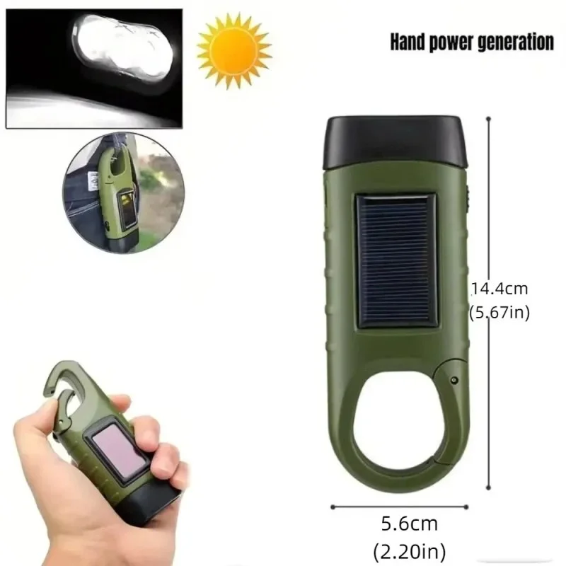 High Brightness Solar Hand Crank Emergency LED Flashlight – IPX4 Waterproof -001005