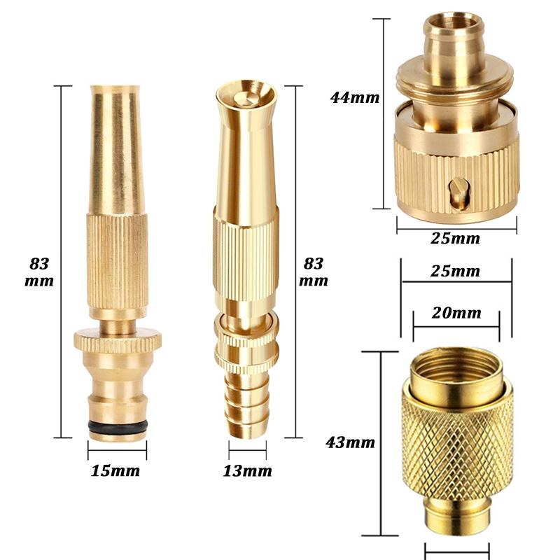 High Pressure Brass Water Gun Spray Nozzle – Adjustable Hose Nozzle with Quick Connector