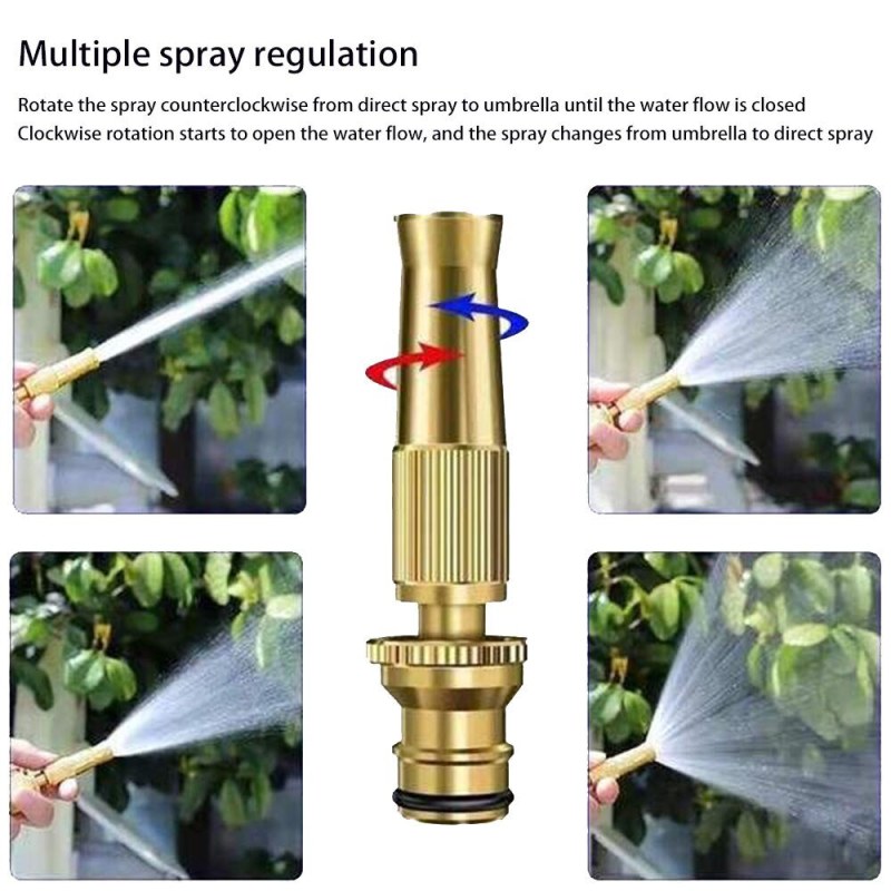 High Pressure Brass Water Gun Spray Nozzle – Adjustable Hose Nozzle with Quick Connector