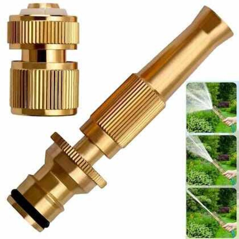 High Pressure Brass Water Gun Spray Nozzle – Adjustable Hose Nozzle with Quick Connector