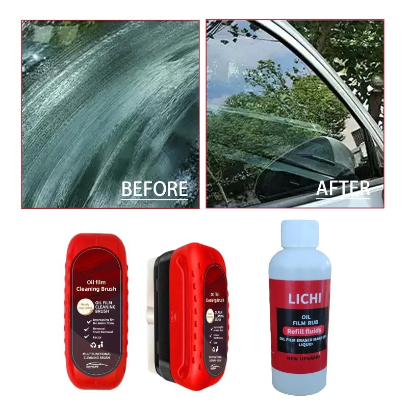 Car Glass Oil Film Remover – Windshield Cleaner & Automotive Glass Water Spot Removal Fluid