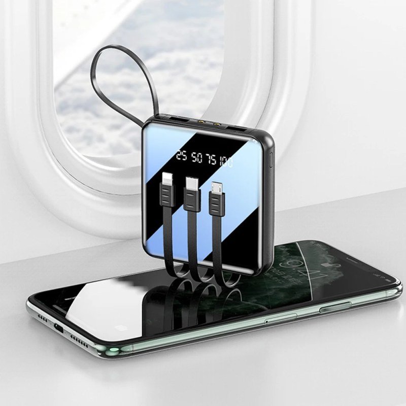 20000mAh Power Bank with LED Display & Built-In All-in-One Cable