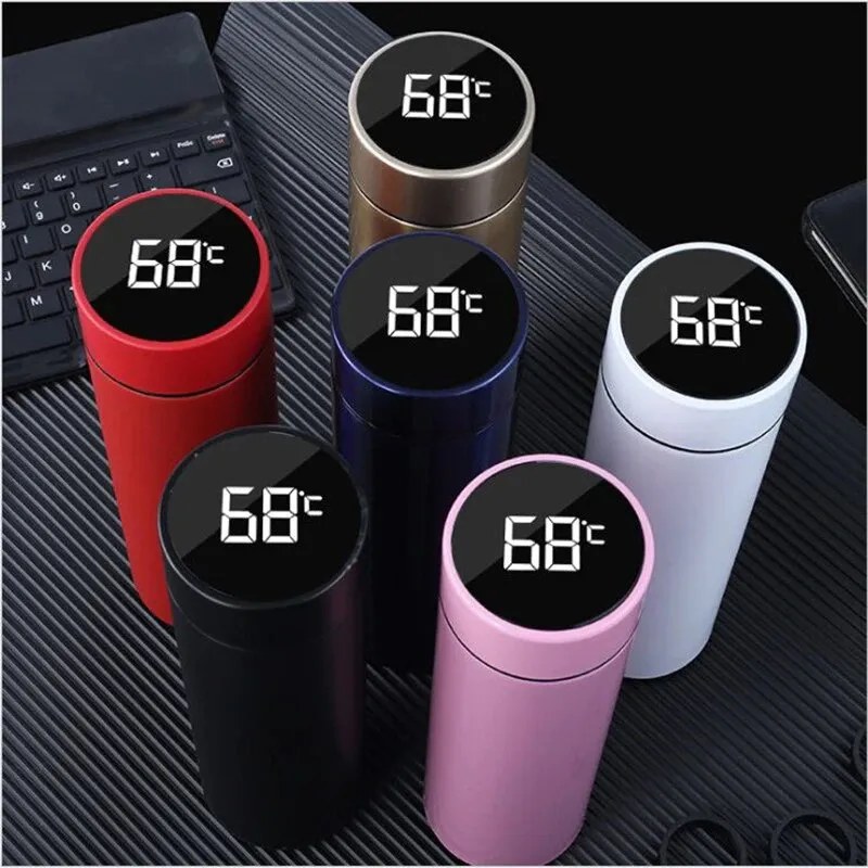 Stainless Steel Vacuum Flask With Temperature Display | 480ml Smart Thermal Water Bottle