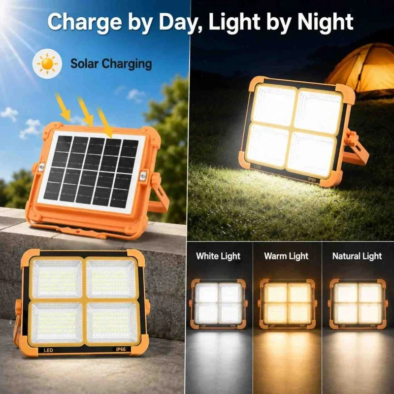 Solar Charging LED Flood Light Outdoor Portable Spotlight with USB Power Bank-000927