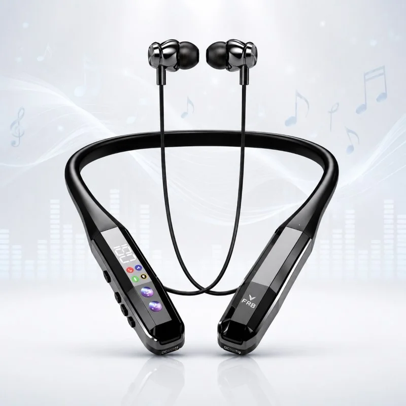 FRB 600H Voice Change Wireless Neckband N26 | Bluetooth 5.4 Magnetic Earphones with Low Latency & LED Display