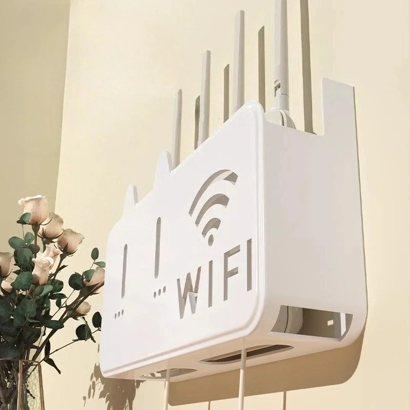 Smart Self-Adhesive WiFi Router Storage Box | No-Drill Dustproof Wall Mount Router Organizer
