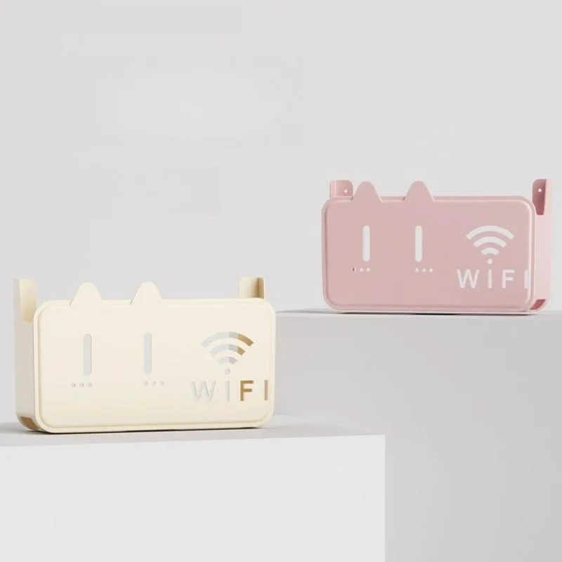 Smart Self-Adhesive WiFi Router Storage Box | No-Drill Dustproof Wall Mount Router Organizer