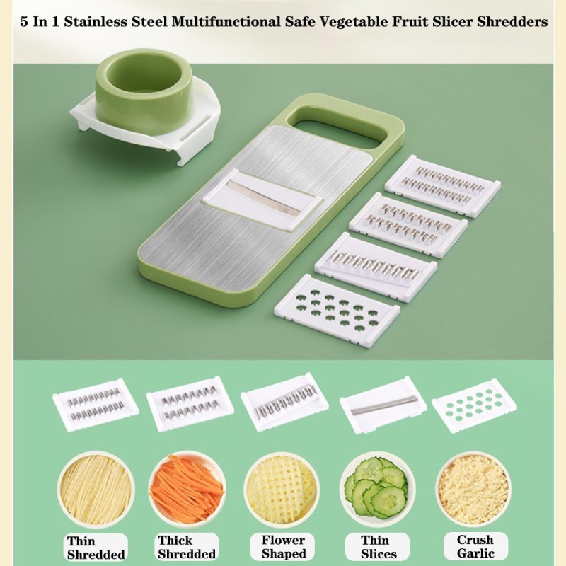 5 in 1 Stainless Steel Multifunctional Vegetable Slicer Cutter | Potato Shredder Garlic Grater Chopper