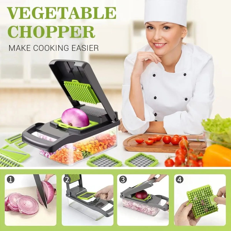 16 in 1 Vegetable Cutter & Grater | Multifunctional Cheese, Carrot, Tomato & Onion Shredder